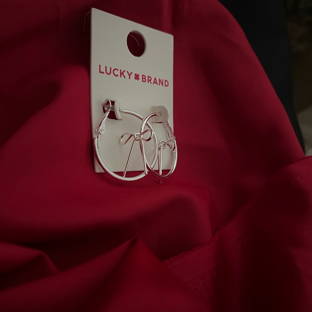 Lucky Brand Silver-Tone Hoop Earrings with Knot Accent